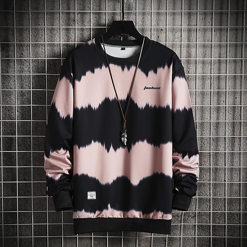 Herren Neu Streifen Bluse Lässig Mode Langarm Oberteil Hemd Pullover