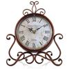 A20F-Vintage Table Clock Antique Mantel Clock Battery Operated Non-Ticking Retro Clock Small Desk Clock For Home