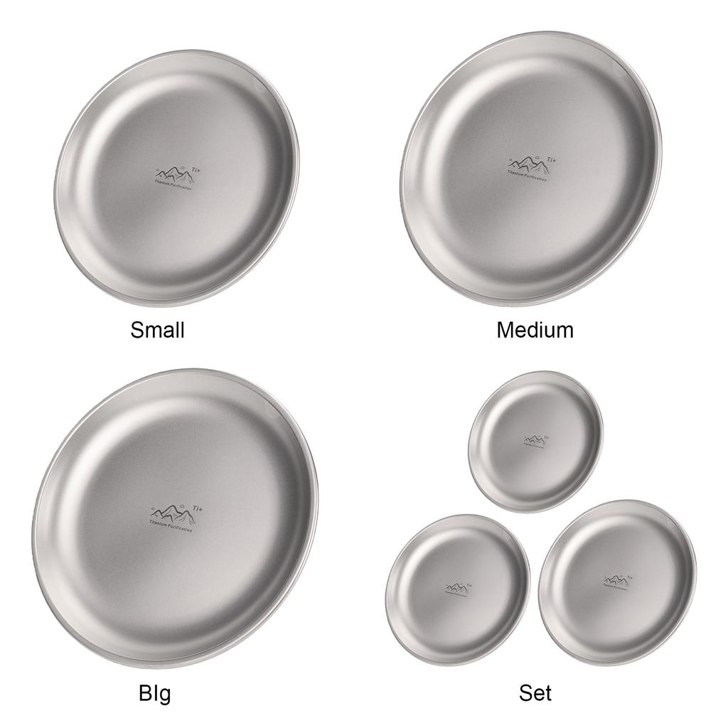 14/17/20cm Titanium Camping Plate 1/3Pcs Camping Set Camping Plate Fruit Salad Tray Titanium Picnic Equipment Outdoor Supplies
