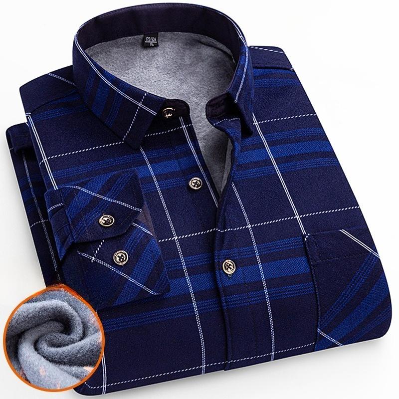 Men's Winter Sherpa Lined Flannel Shirt Jackets Long Sleeve Button Down Fleece Dress Shirts for Men Casual Warm Comfortable Thermal Shirt With Pockets