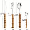 24Pcs Creative Dinnerware Sets Bamboo Handle Stainless Steel Flatware Set Knife Fork Spoon Tableware Set Luxury Cutlery Rack