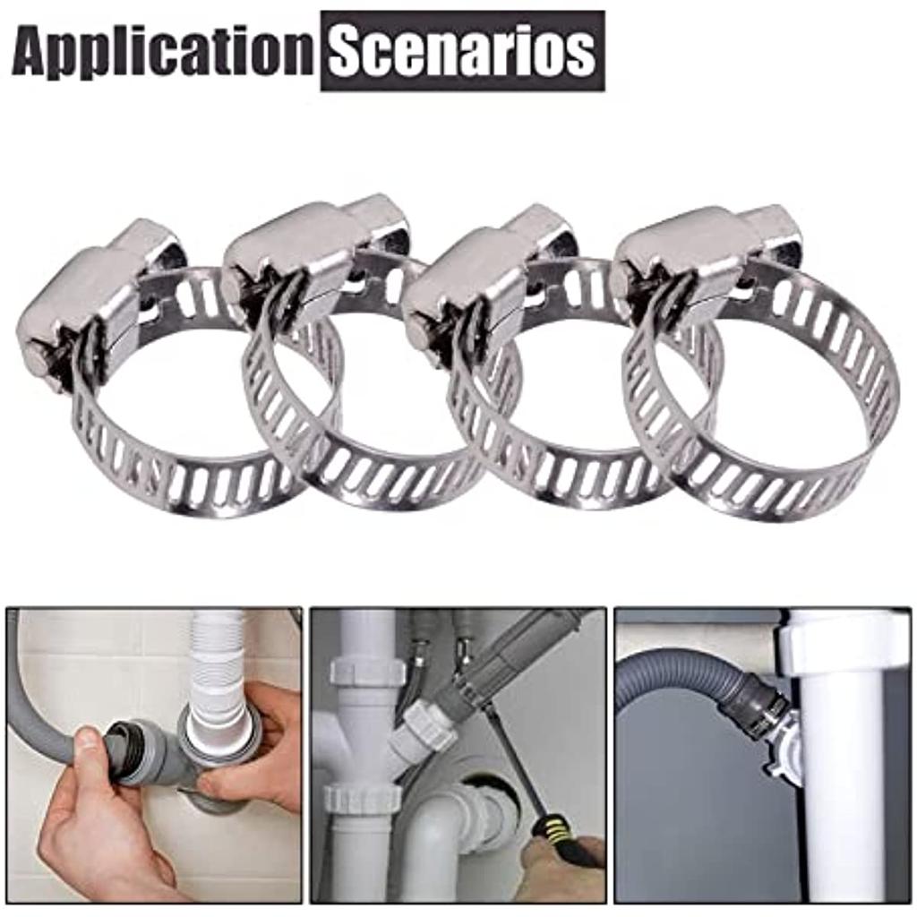 50 Stück Edelstahl 6 mm bis 12 mm Schlauchschellen Clips Verschluss