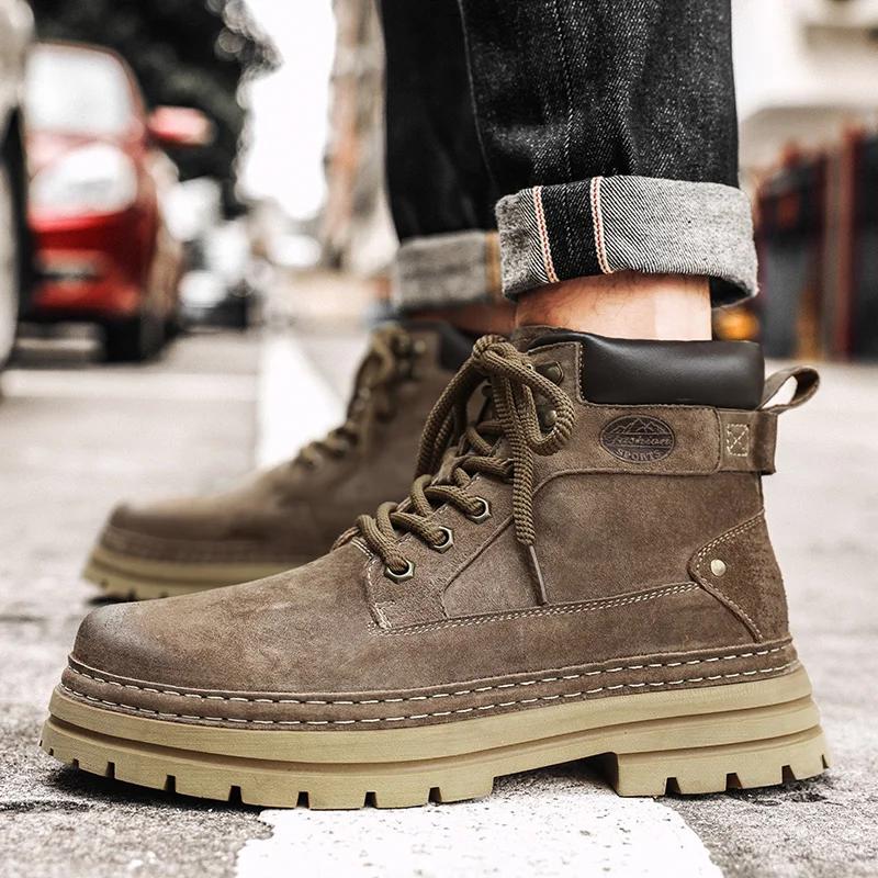 Новый тренд Снежные ботинки Теплые плюшевые ботинки для ходьбы Мужские замшевые кожаные — фото 7