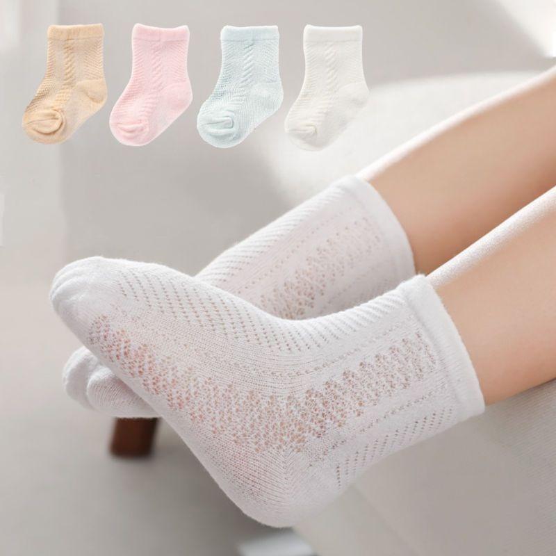 

Летние сетчатые детские хлопковые носки - Дышащие до середины икры, Не сдавливающие для мальчиков и девочек M/6-12 months - Recommended foot length 9-11CM белый