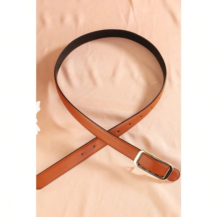 Trousers Cowhide Belt Women's Jeans Versatile Fashion Literary Ins Double Sided Belt Retro Brown Practical Belt