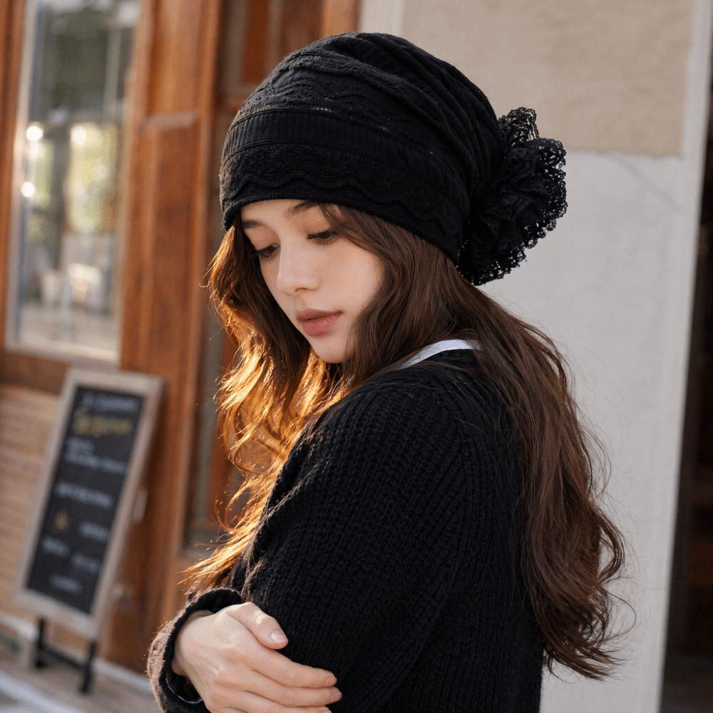Elastic Head Wraps Hat Embroidery Cancer Chemo Hat Soft Flower Lace Turban Caps Women