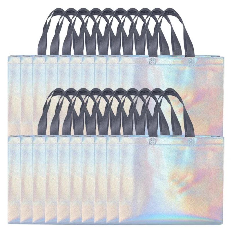 10/20 STÜCK Silber Wiederverwendbare Geschenk Tragetasche für Brautjungfern Hochzeit Geburtstagsfeier Gastgeschenk Umweltfreundlich Lebensmitteleinkauf Partyzubehör