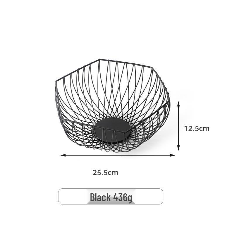 Modern Simple Iron Art Fruit Basket - Creative Hollow Design for Home Living Room Storage