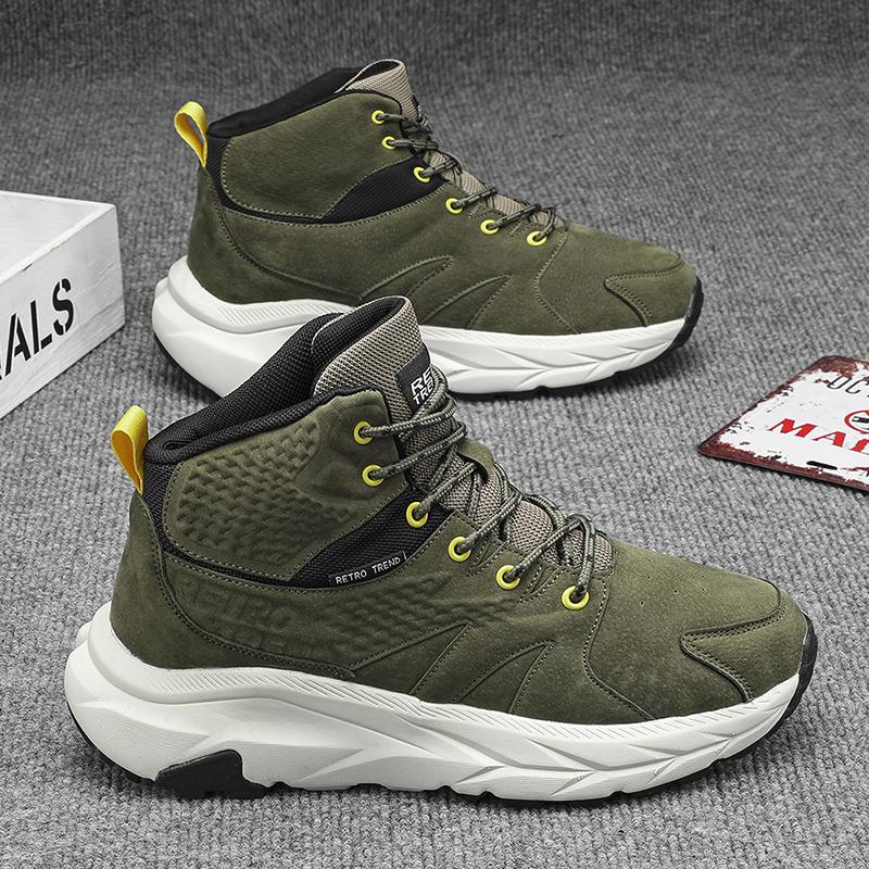 High Top Chunky Sneaker Plus Size 45 Men Women Winter Plush Snow Boots Fashion Casual Cow Suede Height Increased Platform Shoes
