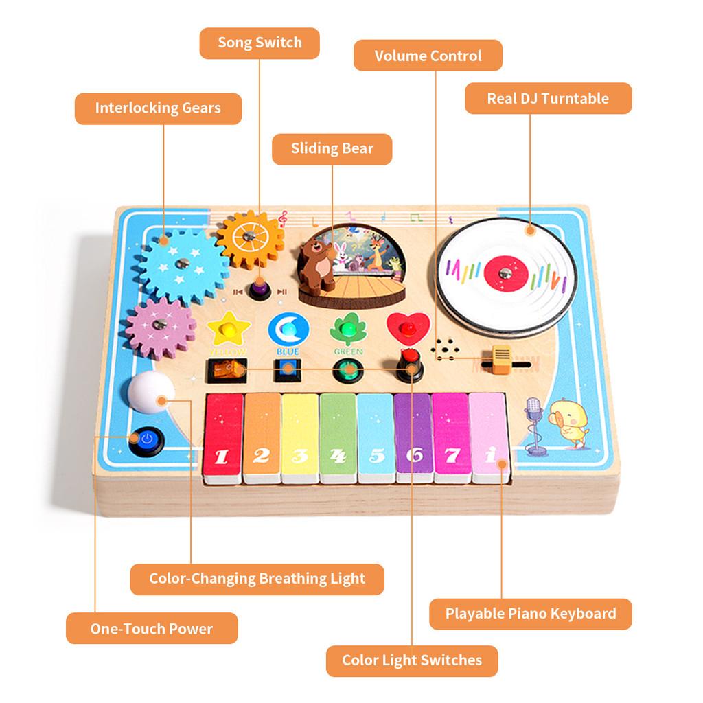 Wooden Childrens Educational Piano With Led Lights And Switch For Early Learning Fun