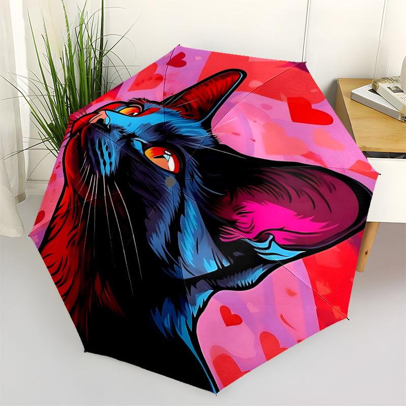 

1pc Cat Portrait Automatic Folding Umbrella. casual outdoor accessory, for all seasons yy250924054
