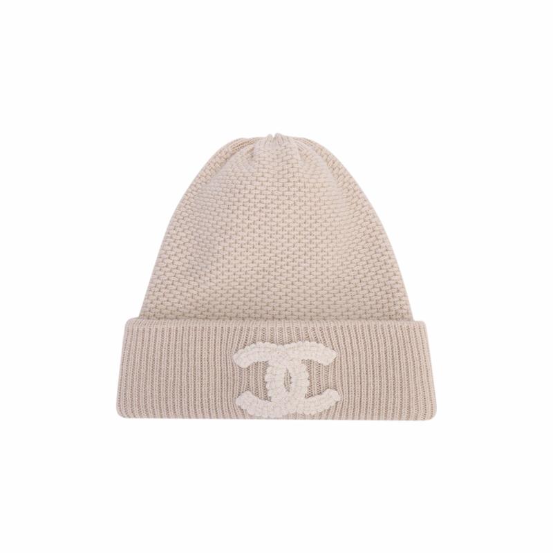 

CHANEL elegant personality lace double C logo khaki knitted hat чорний