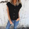 JPNTKY Women's Fashion Casual Solid Color Print Short Sleeve POLO Neck Blouses & Shirts