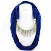 Stylish Fashion Scarf Necklace with Metal Spike Pendant – Elegant Infinity Scarf for Women, Boho Chic Statement Accessory