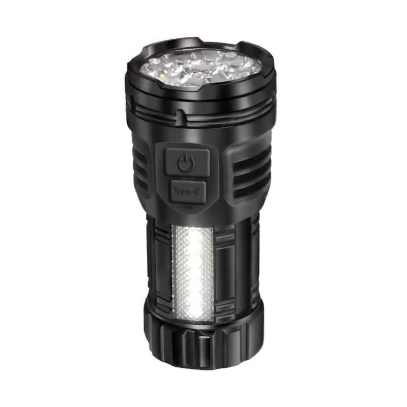 

Сверхъяркий фонарик с 9 светодиодами и боковым COB-светом, перезаряжаемый через USB-C, походный фонарь для чрезвычайных ситуаций на открытом воздухе 1PC-no box