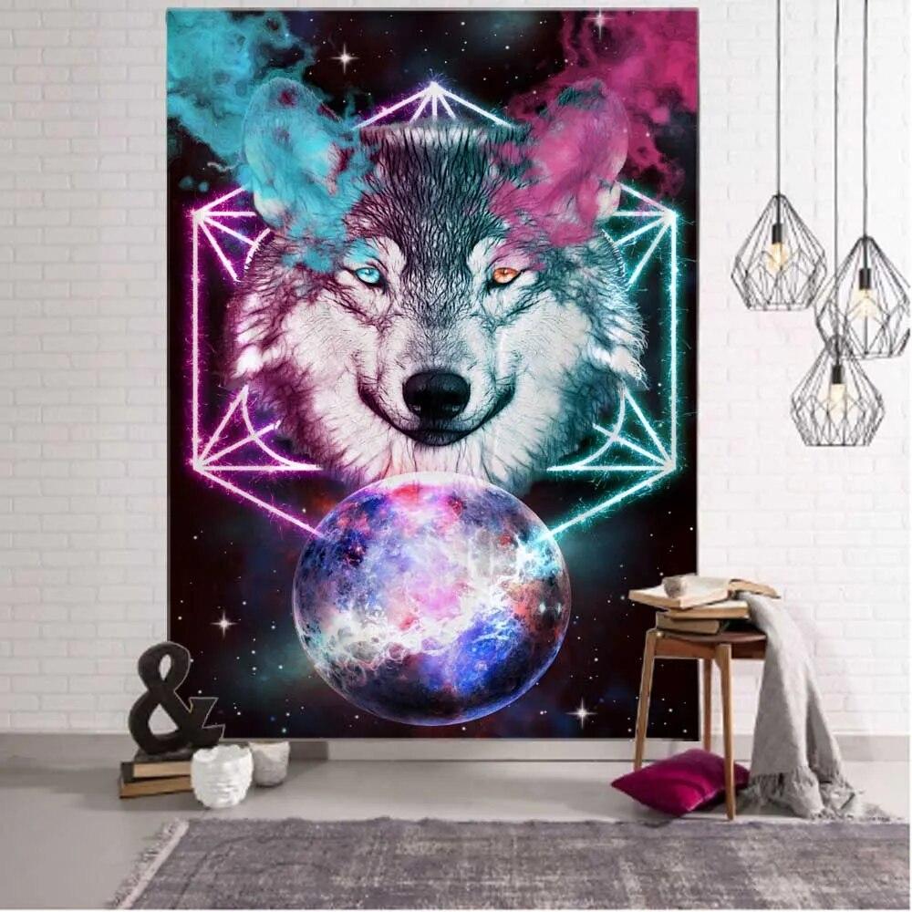 Fantasie Wolf Wandteppich Hängen Tier Zimmer Dekoration Böhmischen Psychedelic Mandala Hause Schlafsaal Wand Dekoration