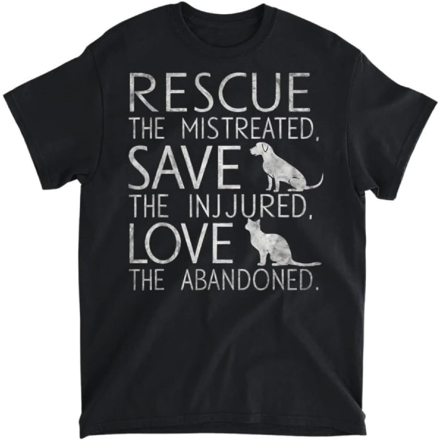 Rescue Save Love Pets Animal Shelter Animal Sanctuary T-Shirt, Tank Top, Long Sleeve, Sweatshirt, Hoodie Men Women Kids Made in Canada Black XXXXXL разноцветный