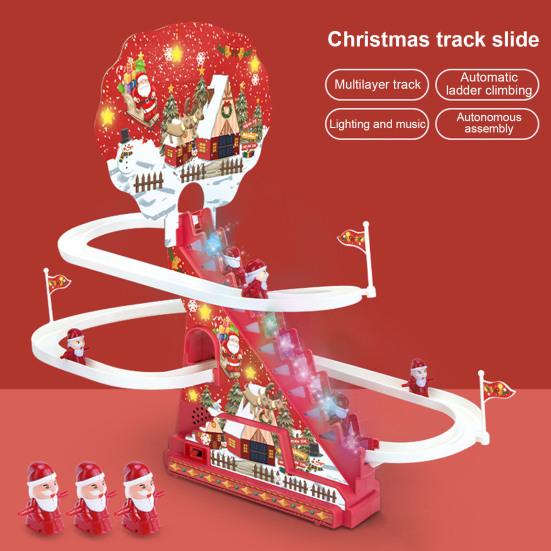 Giocattolo di Babbo Natale con pista da arrampicata a LED, musica, Babbo Natale elettrico, scala da arrampicata, montagne russe, giocattolo scorrevole, regalo per bambini piccoli, ragazzi e ragazze
