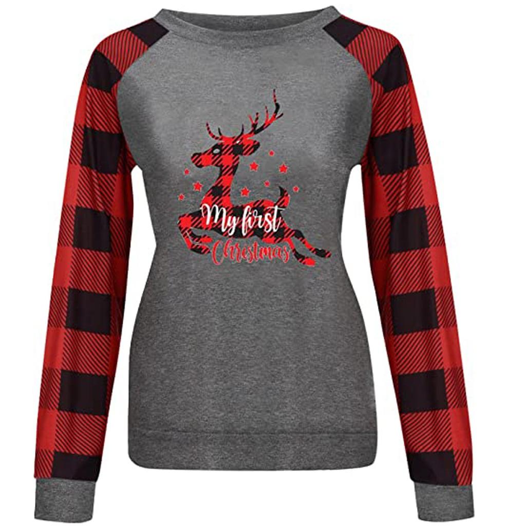 Winter Womens Casual Long Sleeve Tops Ladies Christmas Print Sweatshirt Top