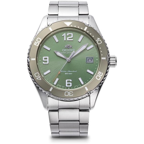 

ОРИЕНТ RN-WJ0001E (Мужская металлическая группа SPORTS Diver Design Orient Mako 40 на солнечных батареях) Круглые часы