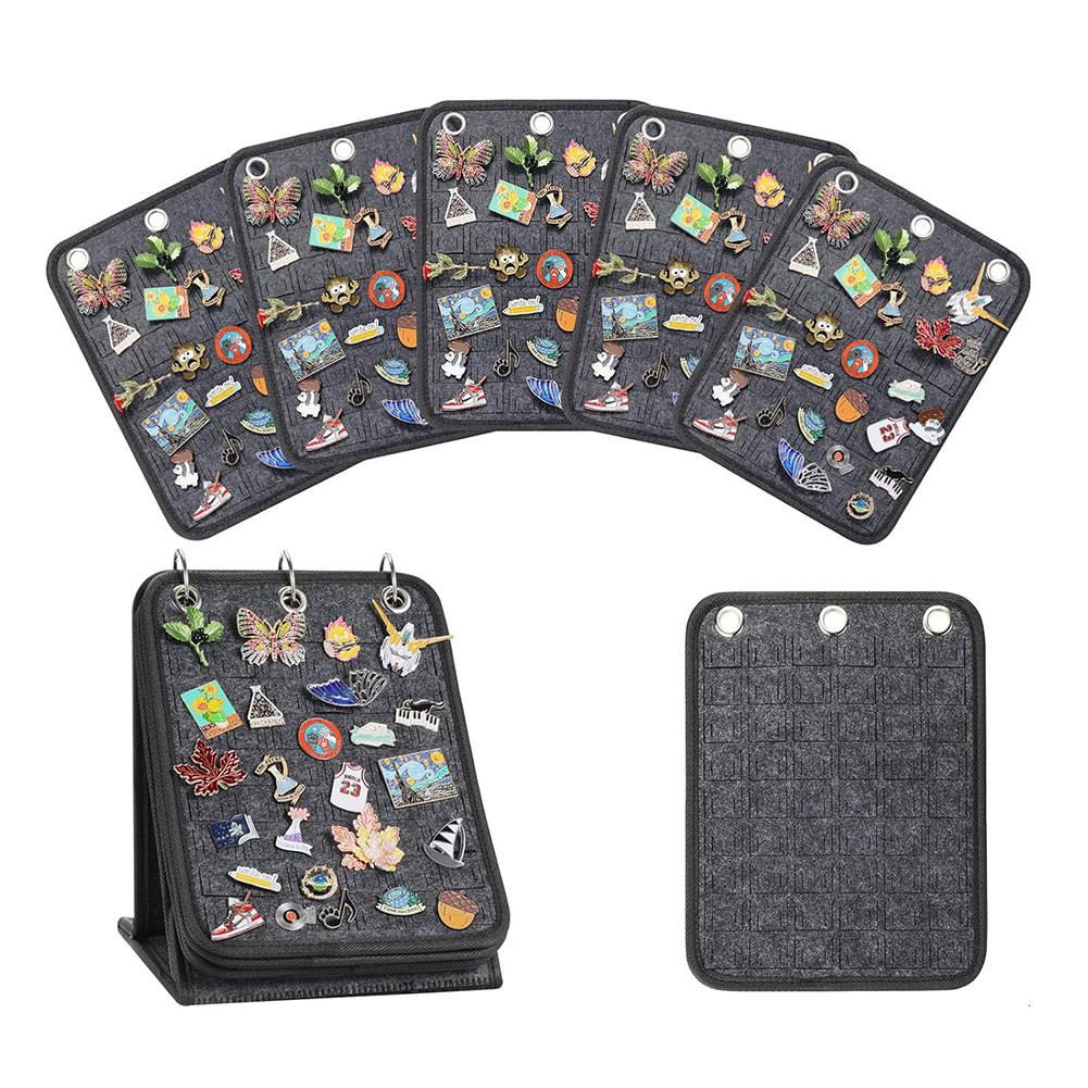 Collection Showcase Badge Organizer Compact Pin Storage Solution Compact Storage Solution Five-Page Layout For Collectors темно-серого