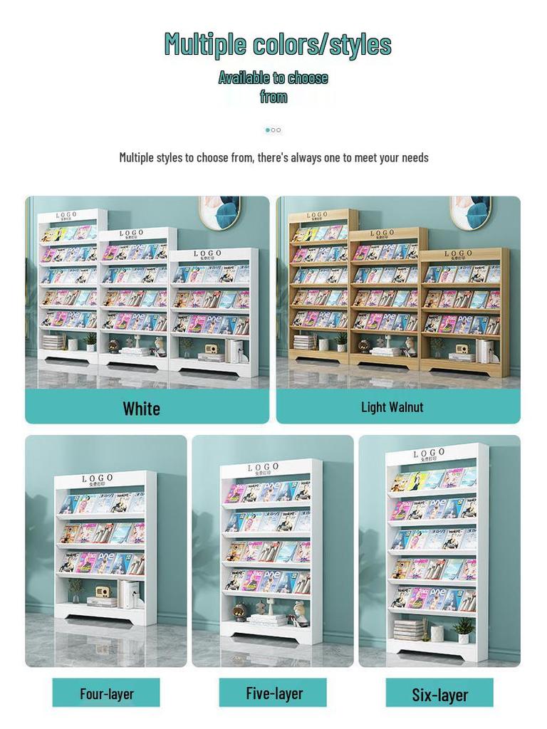 Wooden Floor-Standing Magazine and Newspaper Rack: Office Display and Storage for Books and Promotional Materials.