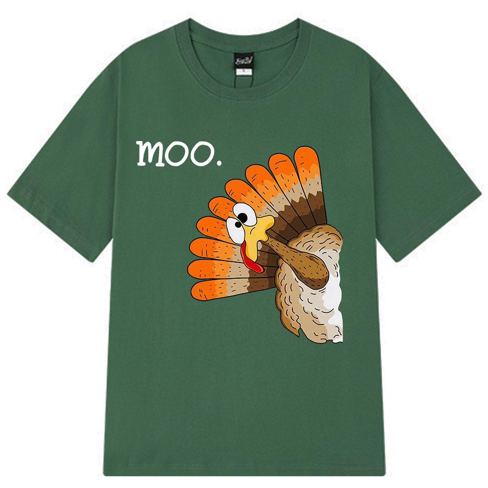 2025 Summer Funny Turkey Moo Funny Meme Tshirt Men Women Harajuku 100% Cotton Hip-hop Oversized Streetwear Leisure T-shirts S