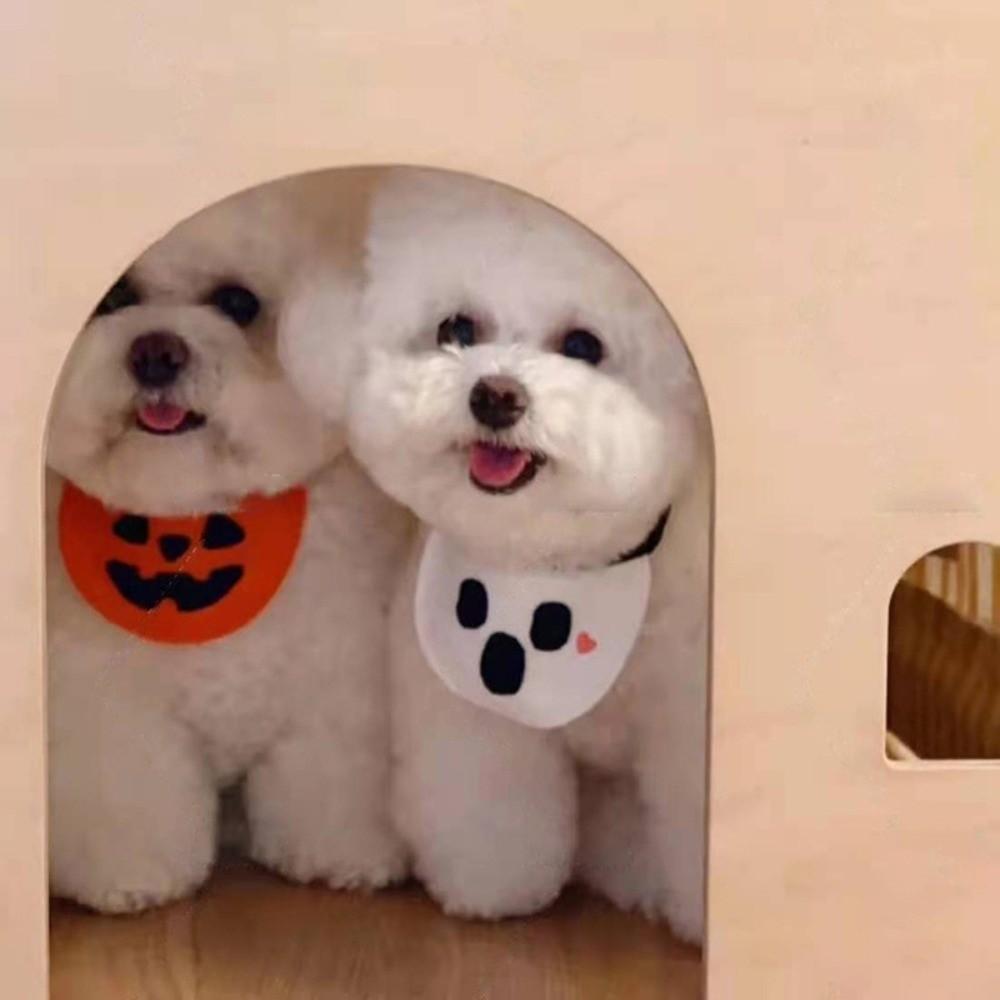 Comfortable To Wear Pumpkin Dog Scarf Adjustable Kitty Saliva Towel Cute Halloween Pet Bib  Cat