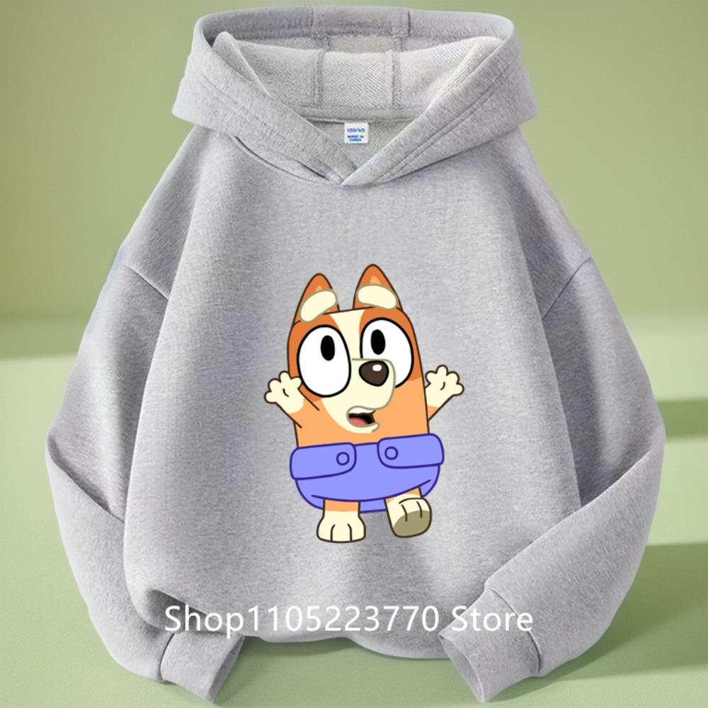 Kids Bluey Hooded Sweatshirt Fall Winter Warm Soft Pullover Comfortable Playwear for Boys Girls
