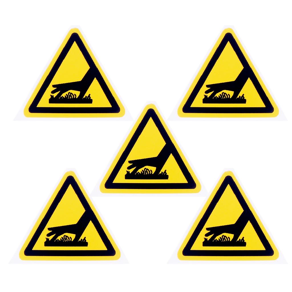5Pc PVC Warning Signs Sticker Logo Security Safety Labels Water-Resistant Oil-Proof Warning Tag Wall Machine Sticker 25/50/100mm