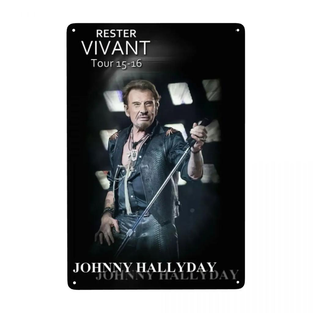 Segni Metallica Vintage Johnny Hallyday Personalizzati Cantante Rock Francese Placca di Latta Cancello Giardino Bar Decorazione Murale 30x20cm
