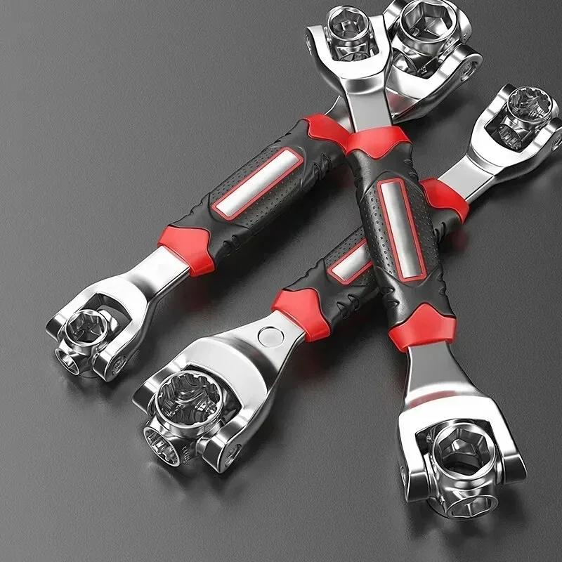 New 52 in 1 Tools Socket Works Universal Ratchet Spline Bolts Sleeve Rotation Hand Tools 360 Degree Multipurpose Tiger Wrench