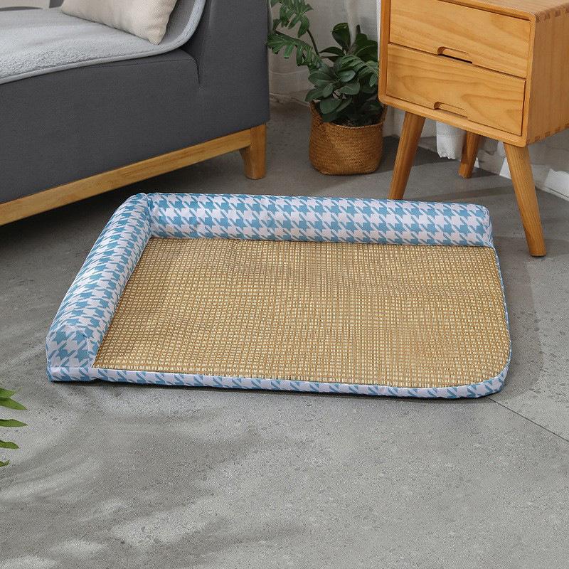 

Household Large Grass Mat Cat s Nest Pet Products Cat and Dogs Ice Nest Half Disassembled and Washed Cool Mat Cushion Dog Summer 60x40 синий