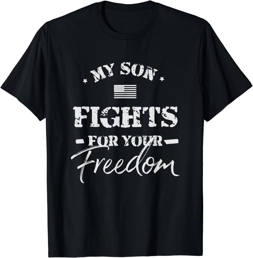 Proud Military Mom Shirt – My Son Fights For Your Freedom Patriotic Tee
