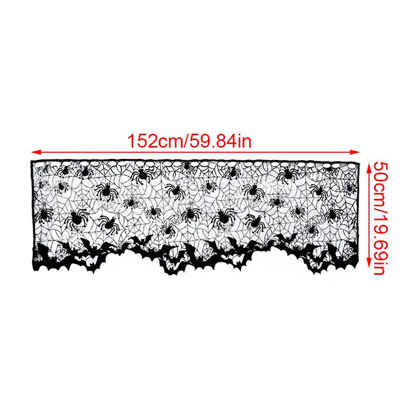 

1PC Haunted Table Cover Polyester Curtains Gothic Table Decor Black Spider Web Tablecloth Gothic Lace Table Scarf 50x152cm чёрный