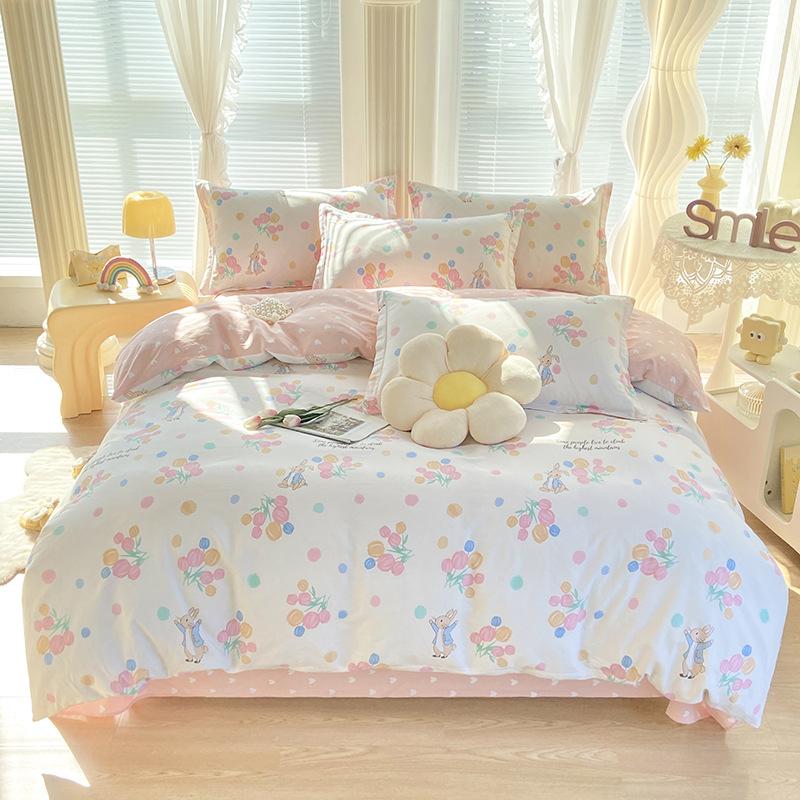 Μικρό Φρέσκο Βαμβακερό Καθαρό Βαμβάκι τεσσάρων τεμαχίων κοιτώνα Παπλωματοθήκη τριών τεμαχίων