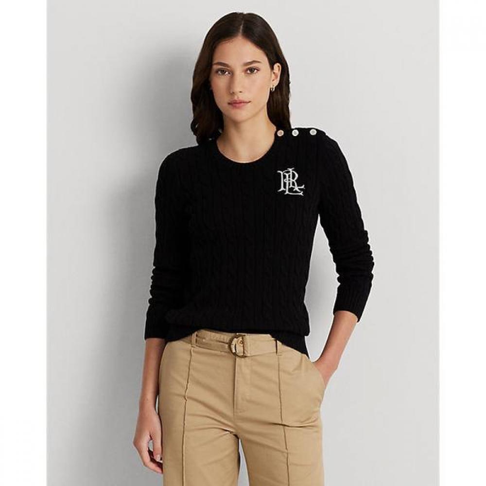 Lauren Ralph Lauren Button Trim Cable Knit Cotton Sweater Wmlrswes6820596001 XS
