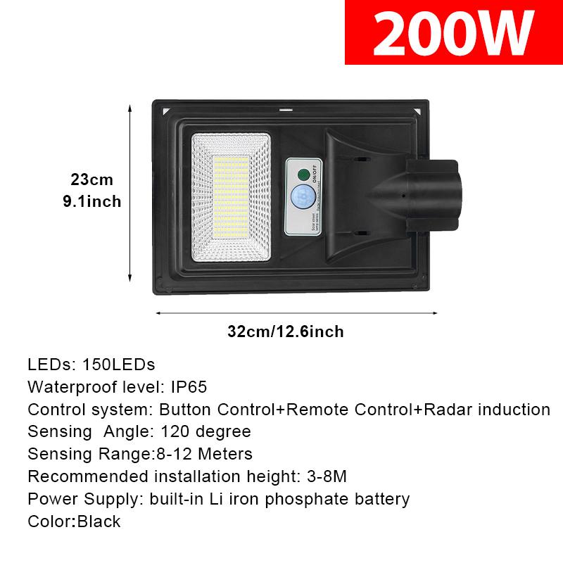 200W/400W/600W/800W LED Solar Lamp Outdoor Solar Lamp Powered Sunlight Radar PIR Motion Sensor Wall Street Light for Garden Yard