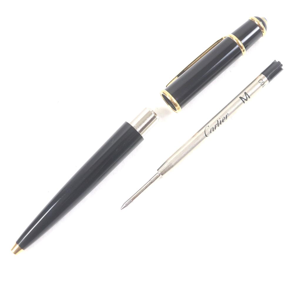 Very Good Cartier Ballpoint pen Diaboro de Cartier Twist type Black gold Blue Used