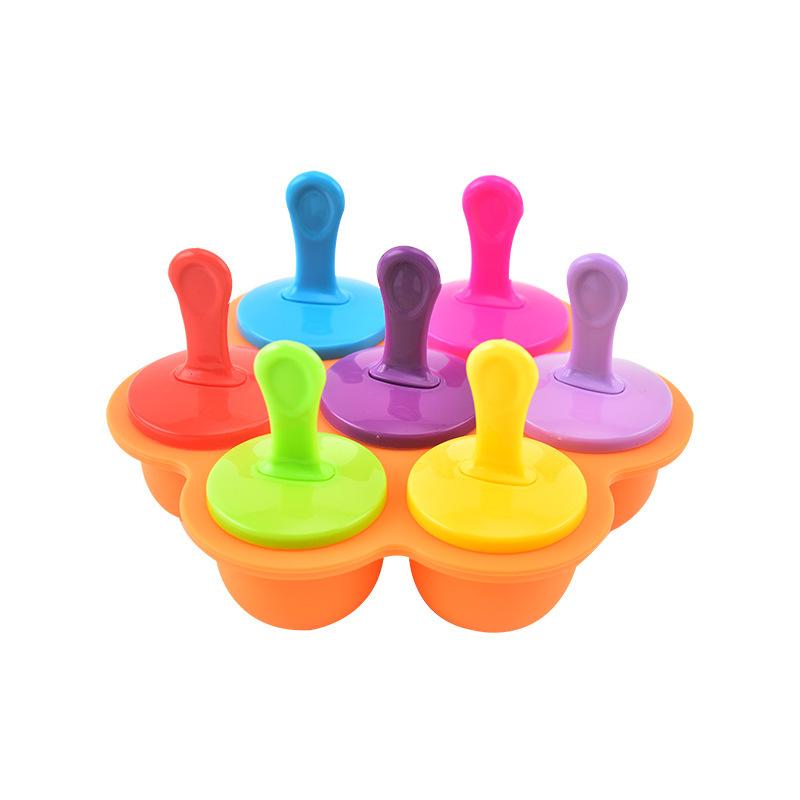 7-Cavity Silicone Ice Cream Mold Popsicle Maker with Handles Drip Tray DIY Food Grade Reusable Ice Pop Mold for Homemade Ice Cream, Juice, Smoothies