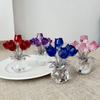 Exquisite Crystal Glass Rose Sculptures - Elegant Red, Blue & Pink Floral Decor with Sparkling Leaves, Multi-Room Home Décor for Bedroom, Kitchen..