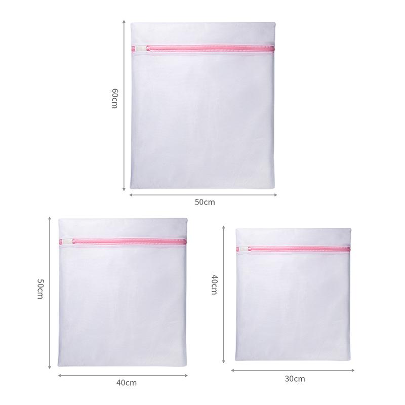 3 Piezas/Set Bolsa de Lavandería de Malla Red Gruesa con Cremallera Bolsas para Lavar Ropa Sucia Lencería Limpieza Organizador Bolsa Lavadora