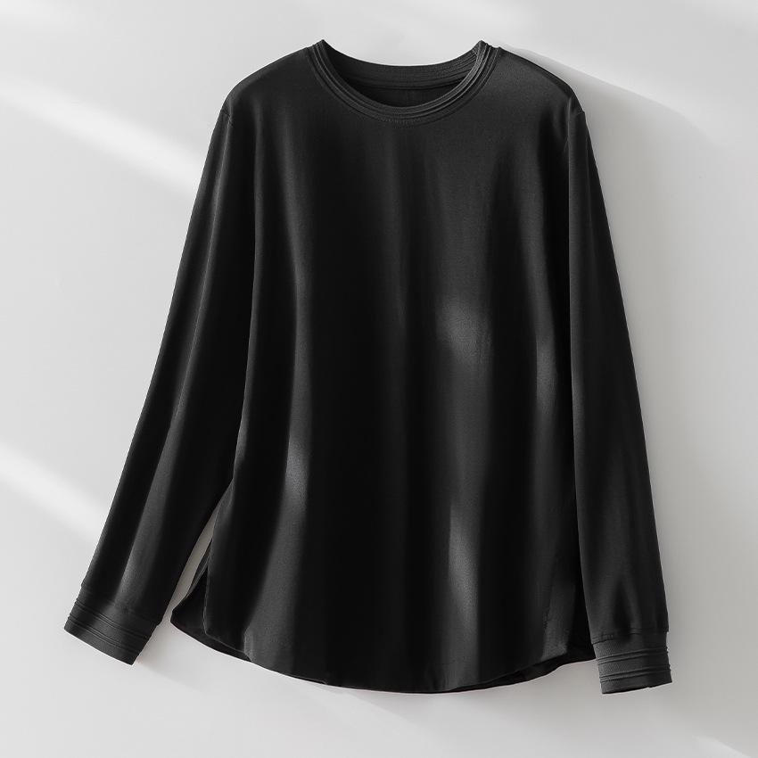 

Women s Antibacterial Cotton Long Sleeve Round Neck Slimming Loose Top Jacket L (suitable for 121-140 lbs) чорний