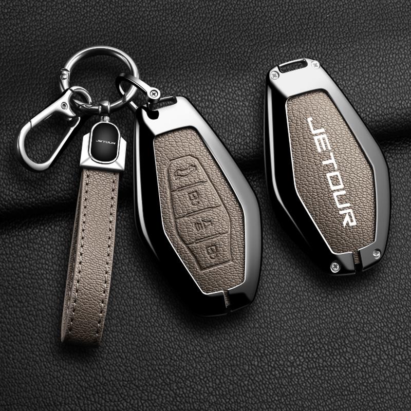 

Zinc Alloy Goatskin Grain Car Remote Key Fob Case Cover For Chery Jetour X70 X70Plus X70M X90Plus X95Pro Keychain Accessories