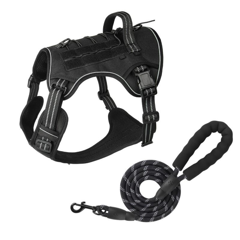 Heavy Duty Dog Harness Large Breeds Tactical Vest With Molle System Adjustable No-Pull Chest Strap Outdoor Walking
