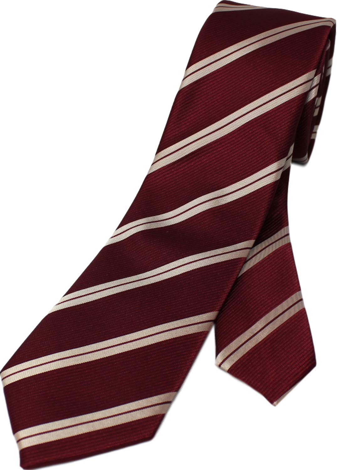 

[Best Item] Narrow Striped Regimental Tie for Men, Slim Business Tie, 6cm Wide, Striped Pattern, Red, Wine Red, Gold, 75