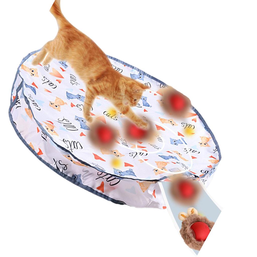 Motion Activated Cat Toy Balls Interactive Play Mat Fast Rolling Balls with Rechargeable Design for Boredom Cats Fun