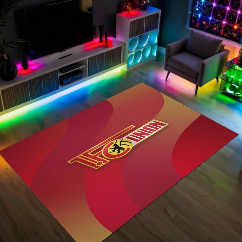 Union Berlin FC Design Kristall Samt Teppich Gemütlich Non?Rutschfester Teppich mit Aufdruck für Schlafzimmer Wohnzimmer Eingang