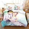 Cute Anime Wedding Couple Duvet Cover Set 1 Duvet Cover 2 Pillowcases Romantic Anime Print Home Bedding For Lovers