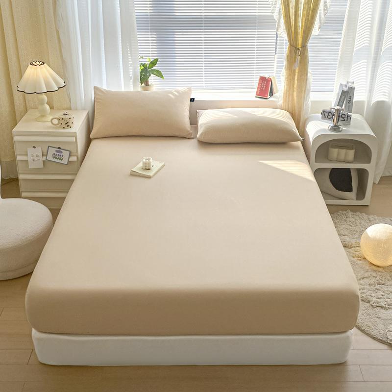 Pure Cotton Solid Color Single Product Fitted Sheet Bed Cover Dust Cover Bed Bag Protective Cover